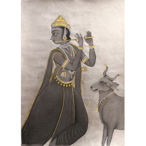 Shamsuddin Tanwri, 21 x 29 Inch, Graphite Gold and Silver Leaf on Paper, Figurative Painting, AC-SUT-009